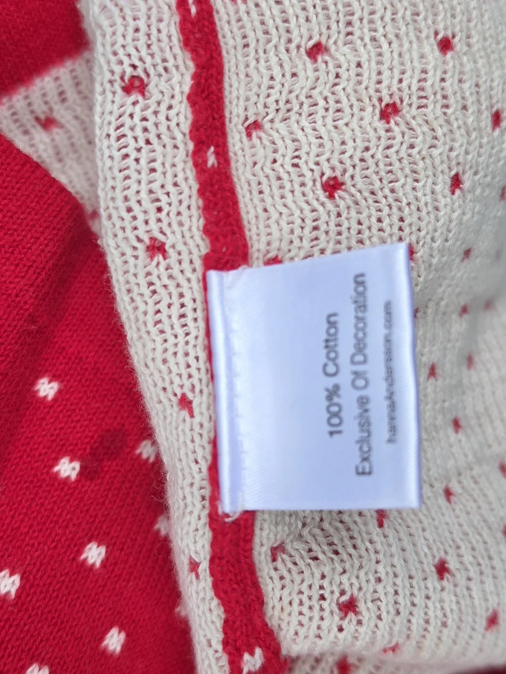 Hanna Andersson Red and White Knit Dress with Nordic Pattern